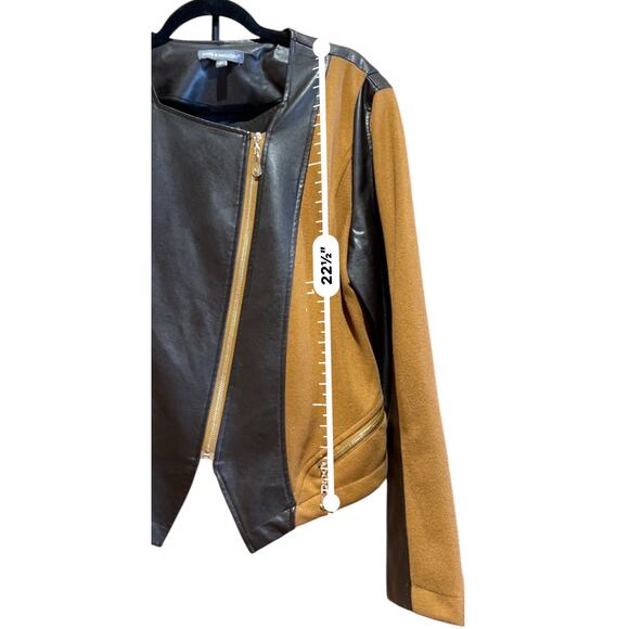 Kate & Mallory Brown Two Tone Faux Letter Jacket Size XL - Picture 5 of 6